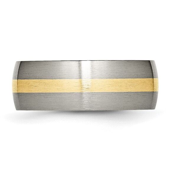 Kazi Luxury Chisel Titanium Brushed with 14k Gold Inlay 8mm Band - Picture 3 of 9